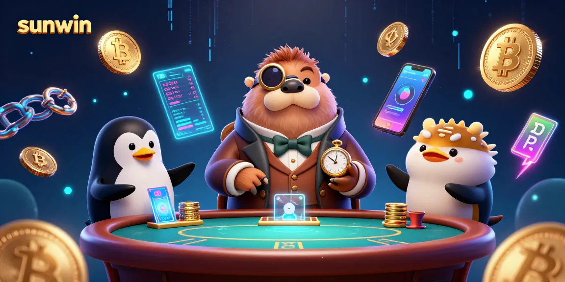 Experience thrilling gameplay with Sunwin as a jolly walrus plays poker against a penguin dealer and pufferfish bluffing.