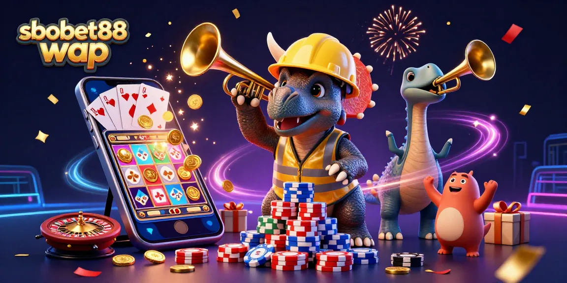 Engage in thrilling betting excitement with sbobet88 wap in a vibrant casino celebration scene.