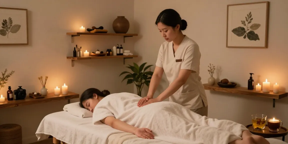 인천출장마사지 session in tranquil massage room, showcasing relaxation.