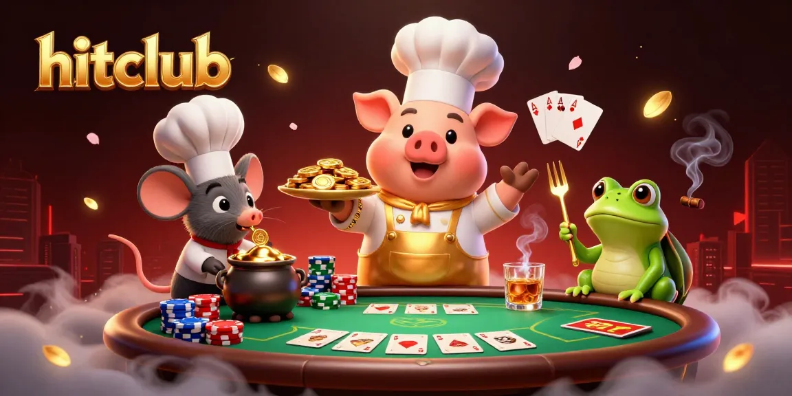 Experience hitclub's captivating gaming atmosphere with vibrant characters and engaging casino elements